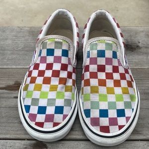 Vans Colored Checkered Slip On Sneakers Size 6.5